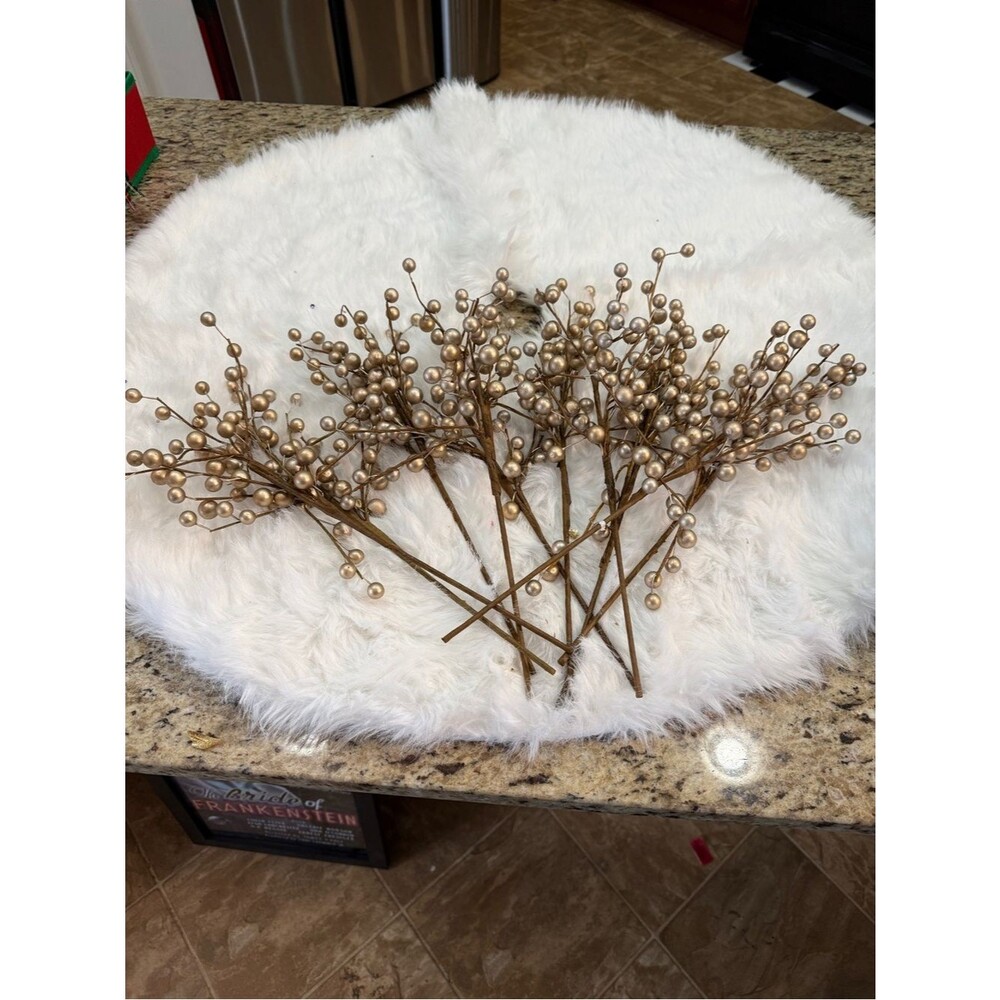 Gold Decorative Berry Spray Stems - Set of 6